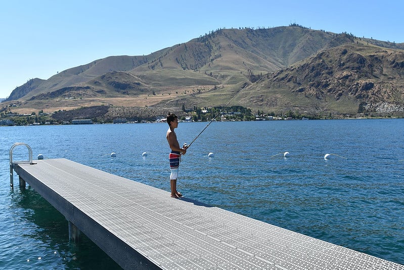 kid fishing at Lake Chelan