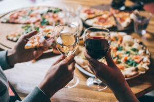 pizza and wine